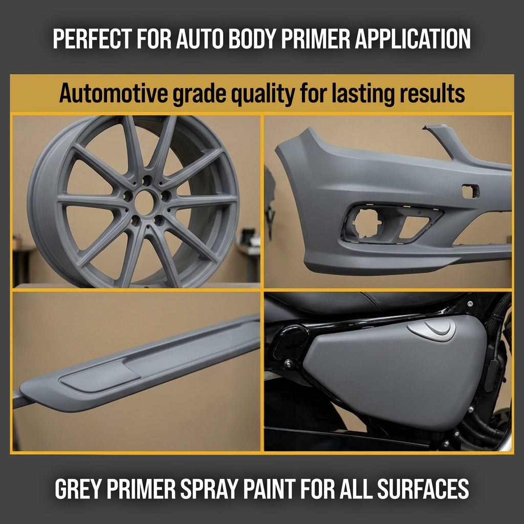 1K High Build Primer Spray Paint - 12 Oz Grey - Automotive Sandable Primer for Metal, Plastic, Fiberglass - Direct to Metal - Easy Sanding for Auto