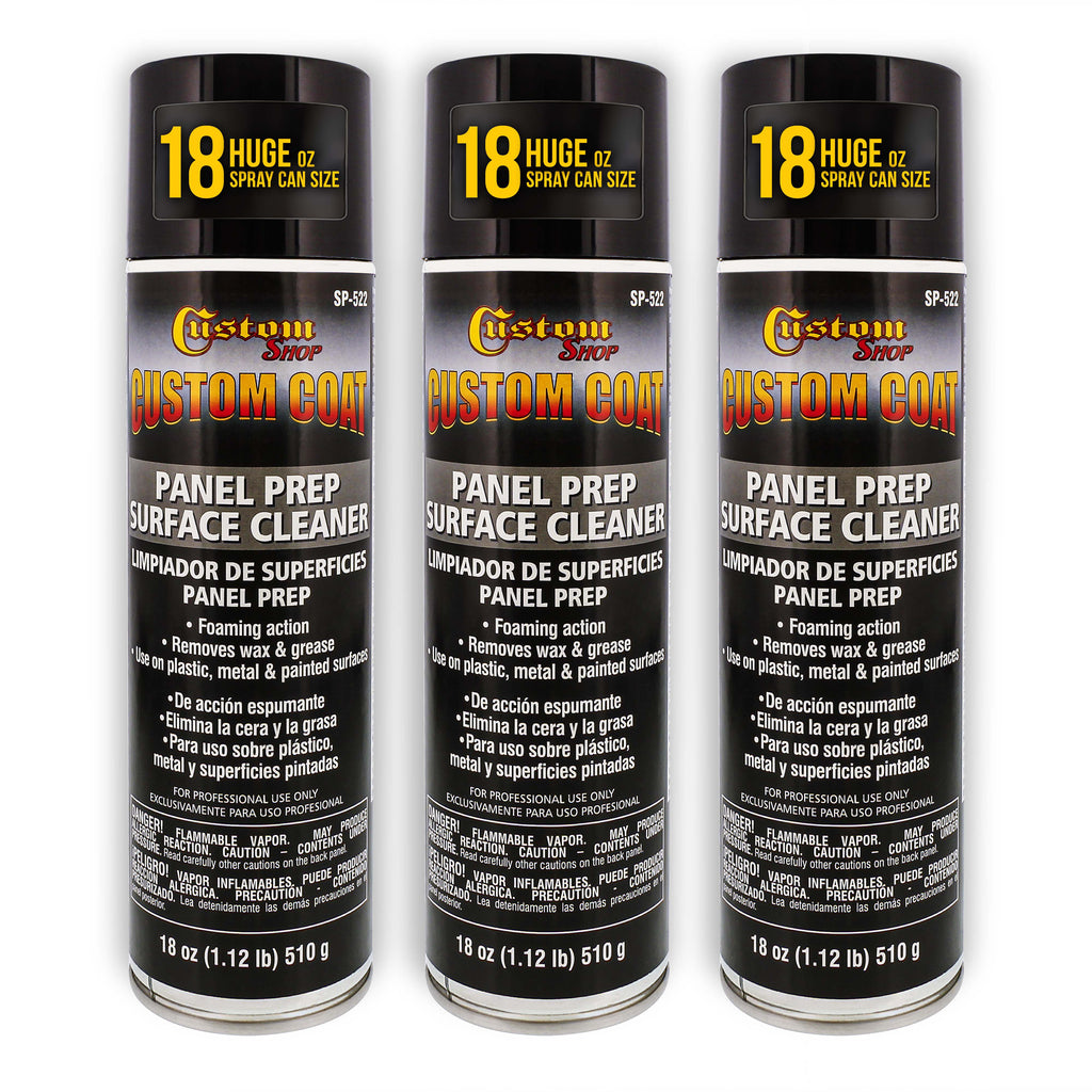 Panel Prep Surface Cleaner & Degreaser (3 Pack) - 18oz Spray Can - Powerful Wax and Grease Remover for Auto Body Paint Prep - Removes Residue Before
