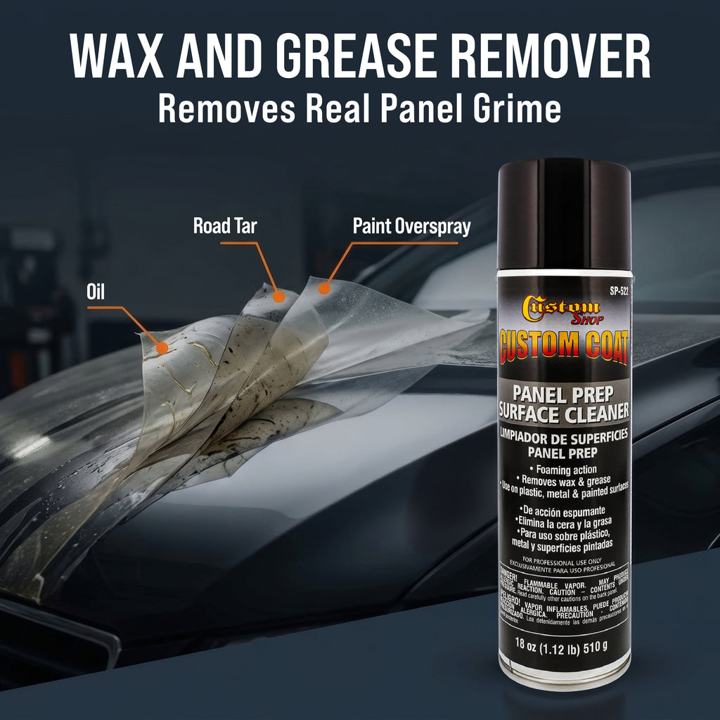 Panel Prep Surface Cleaner & Degreaser (6 Pack) - 18oz Spray Can - Powerful Wax and Grease Remover for Auto Body Paint Prep - Removes Residue Before