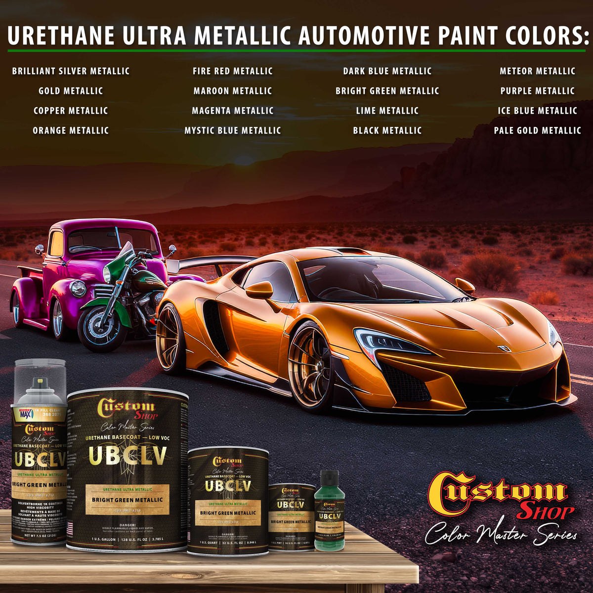 UMC Urethane Ultra Metallic Colors - Bright Green Metallic - 4-Ounce Ready to Spray Bottle