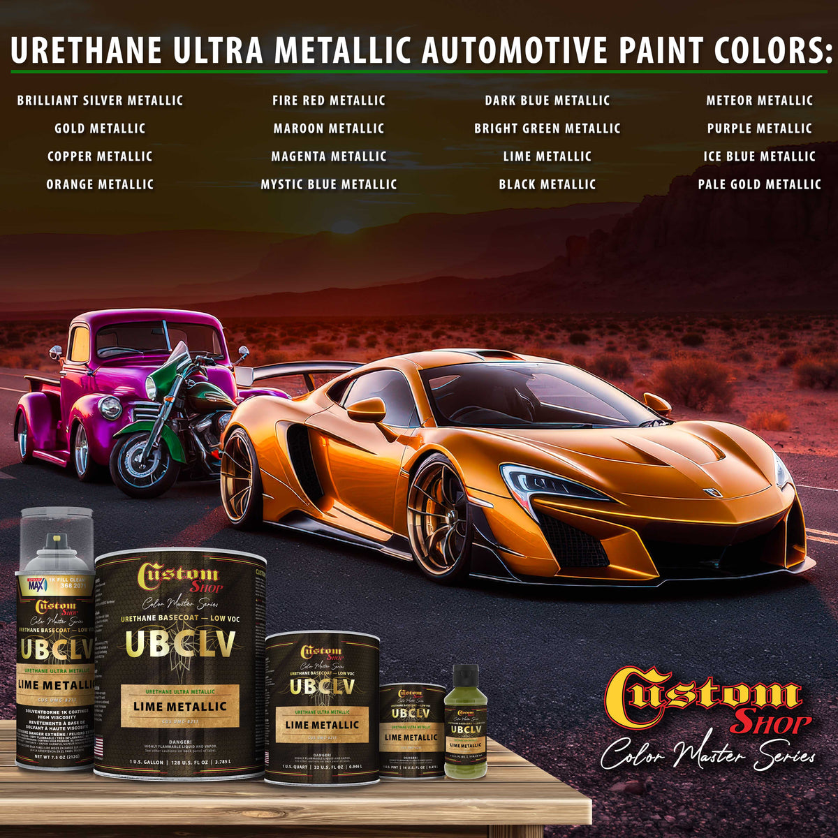 UMC Urethane Ultra Metallic Colors - Lime Metallic - 4-Ounce Ready to Spray Bottle