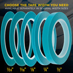 Vinyl Fineline Pinstripe Tape, Blue 1/2" x 36 Yard Roll - Create Sharp Graphic Design Curves, Mask Fine Lines, Conformable Paint Masking Striping