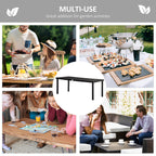 75" x 35" Outdoor Dining Table with Aluminum Frame & All-Weather Faux Wood Top, Black