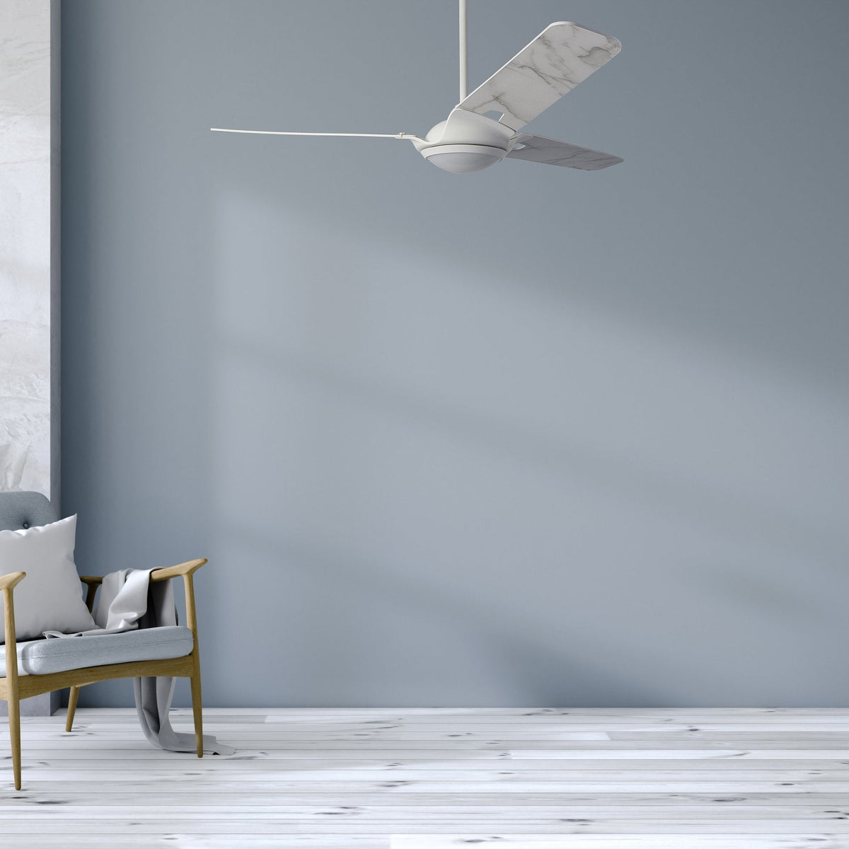 HOFFEN 56 inch 3-Blade Smart Ceiling Fan with LED Light Kit & Remote - White/Marble Pattern