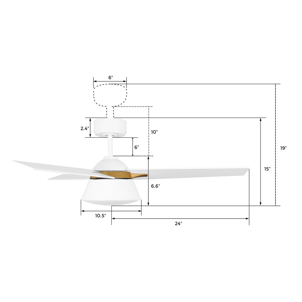 KENORA 48 inch 3-Blade Ceiling Fan with LED Light & Remote Control