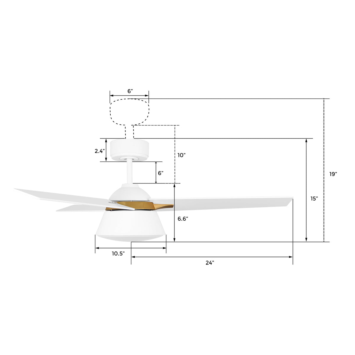KENORA 48 inch 3-Blade Ceiling Fan with LED Light & Remote Control