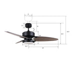 MADDOX 52 inch 3-Blade Ceiling Fan with LED Light Kit & Remote Control - Black/Barnwood