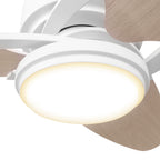 MADDOX 52 inch 3-Blade Ceiling Fan with LED Light Kit & Remote Control - White/Light Wood