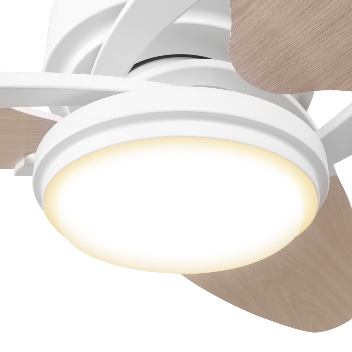 MADDOX 52 inch 3-Blade Ceiling Fan with LED Light Kit & Remote Control - White/Light Wood