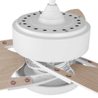 MADDOX 52 inch 3-Blade Ceiling Fan with LED Light Kit & Remote Control - White/Light Wood