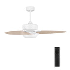 MADDOX 52 inch 3-Blade Ceiling Fan with LED Light Kit & Remote Control - White/Light Wood
