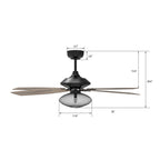 KARSON 52 inch 5-Blade Ceiling Fan with Light & Remote, Vintage Mesh Cage - Black/Wood (Reversible Blades)