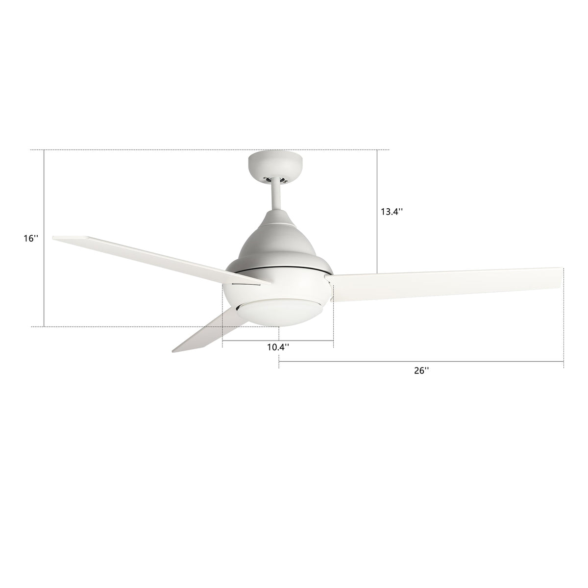KENDRICK 52 inch 3-Blade Ceiling Fan with LED Light Kit & Remote Control - White/White