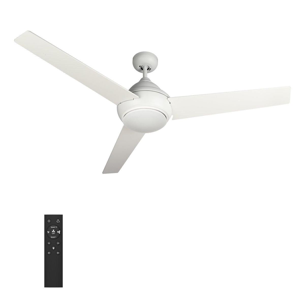 KENDRICK 52 inch 3-Blade Ceiling Fan with LED Light Kit & Remote Control - White/White