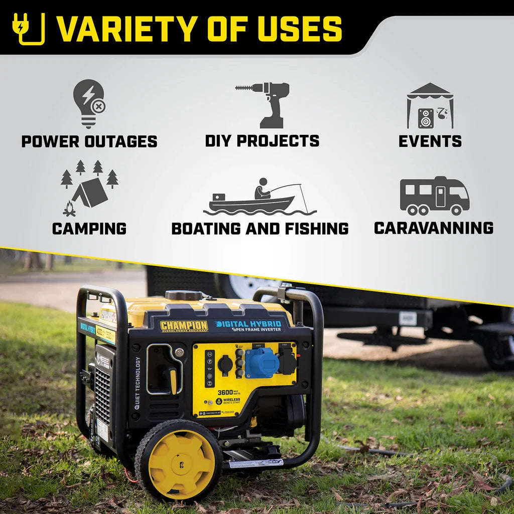 Champion 3600 Watt Digital Hybrid Frame Type Inverter Dual Fuel