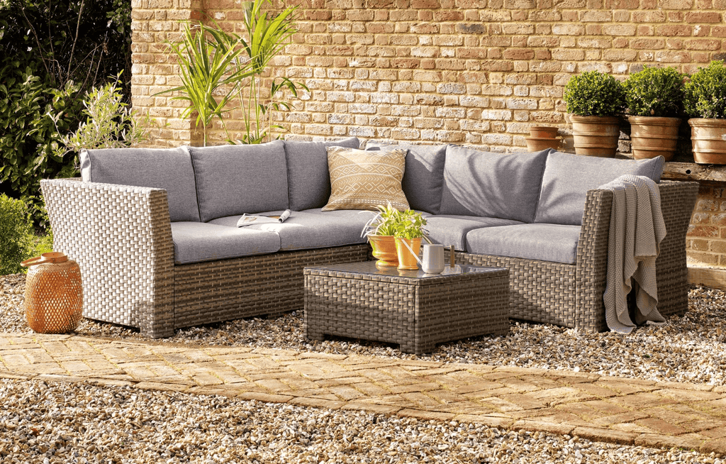 Chesterton Grey 5 Seater Polyrattan Corner Garden Sofa Set