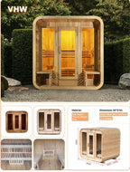 Outdoor Panoramic Cube Sauna — Red Cedar / Thermo Pine Wood | 2-6 Person