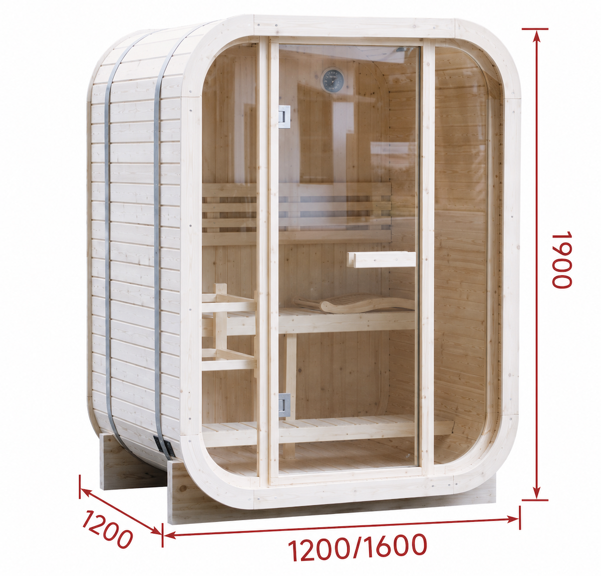 Outdoor Cube Sauna with Full Glass Panel — Thermo Pine Wood | 1-2 Person