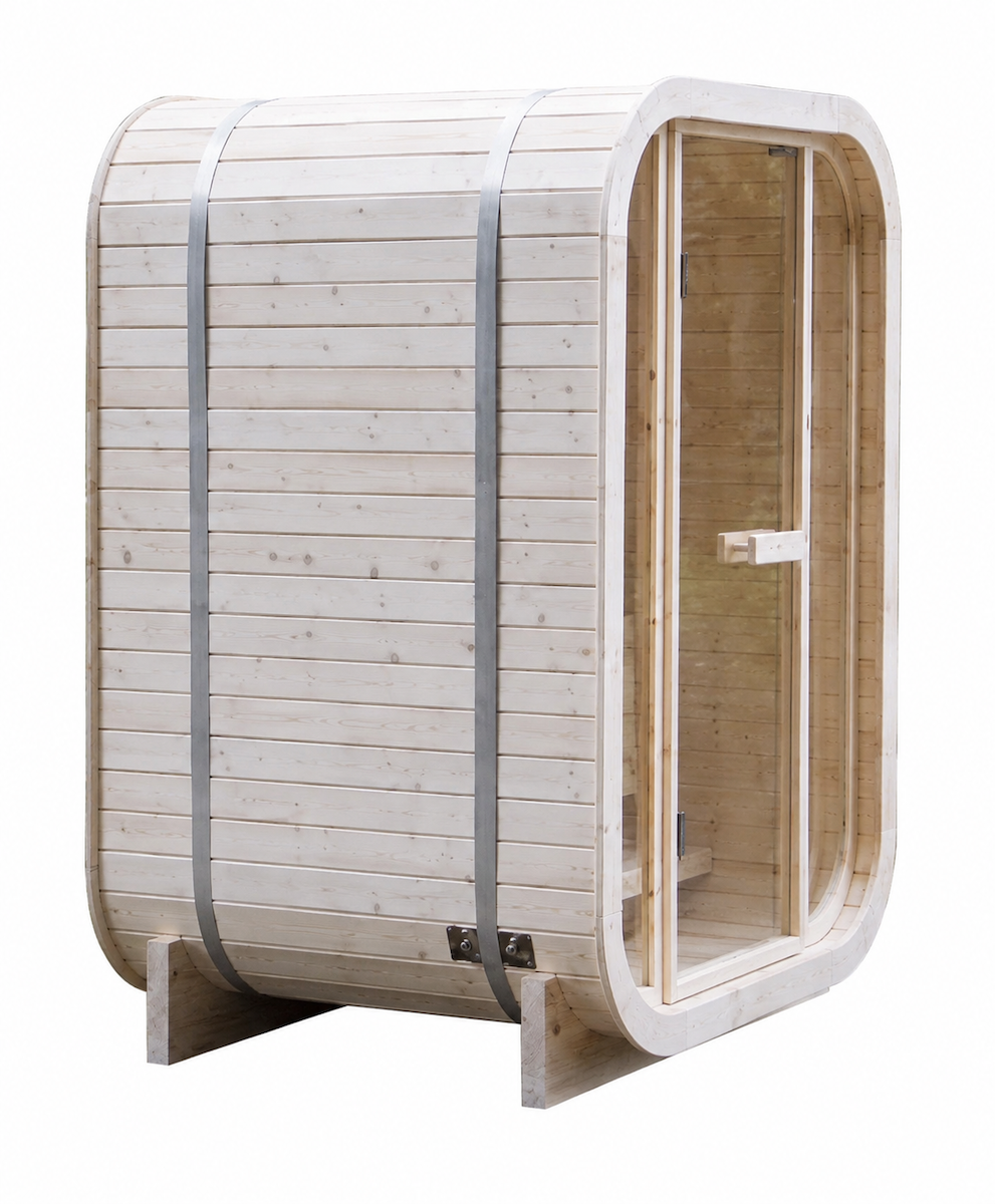 Outdoor Cube Sauna with Full Glass Panel — Thermo Pine Wood | 1-2 Person