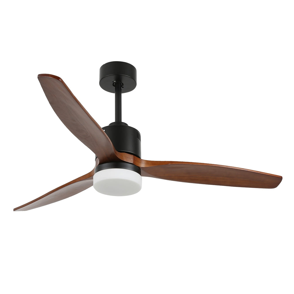 52 Inch 3 Wooden Blades Ceiling Fan with Dimmable LED Light and Remote, 6 Speeds DC Motor Reversible Ceiling Fan for Living Room