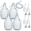 Glass Demijohn 5L 4 Pack Plain With Airlock, Bung & Tube