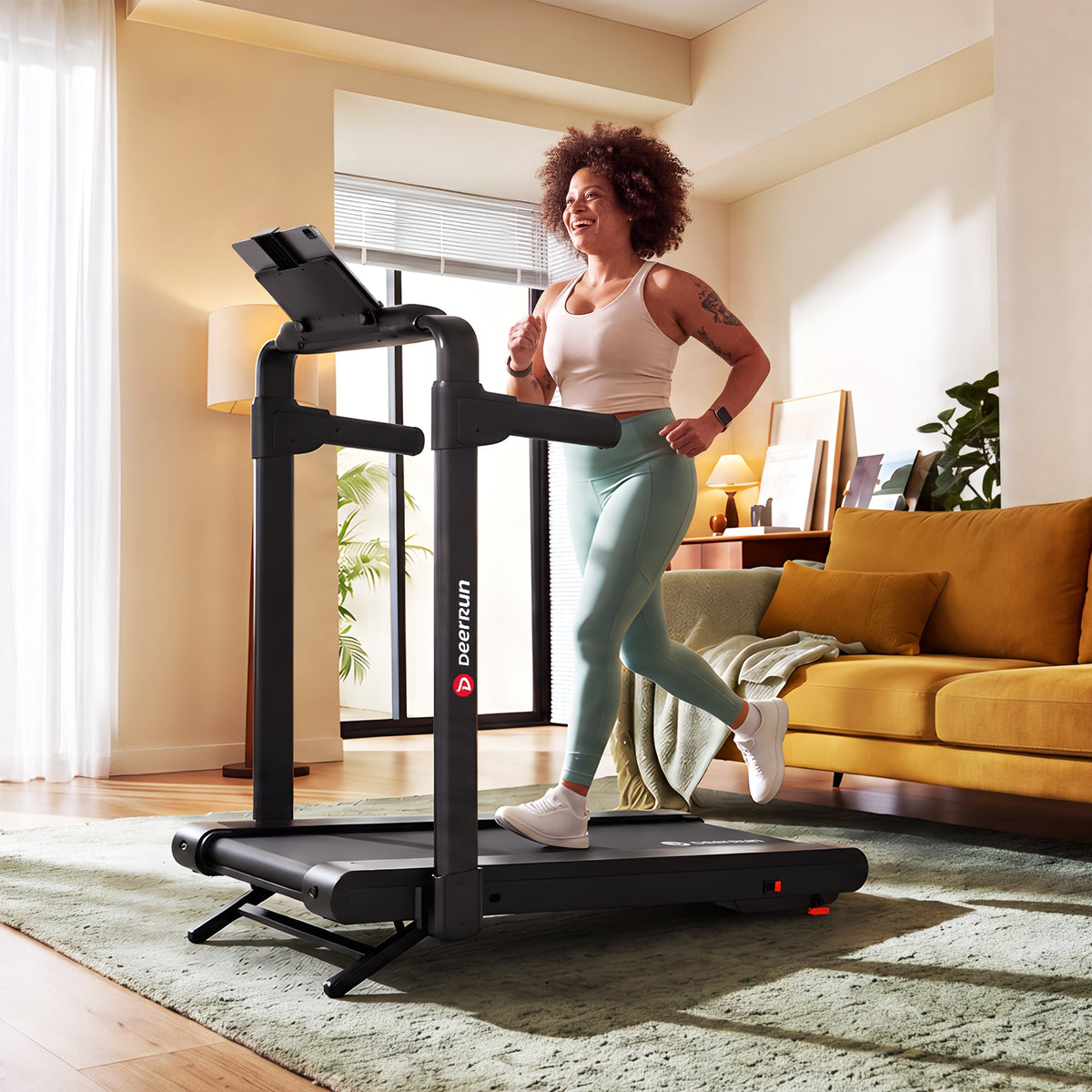 DeerRun Flex Rise 1 Walk-to-Run 15% Auto Incline Foldable Treadmill with Full Running Deck