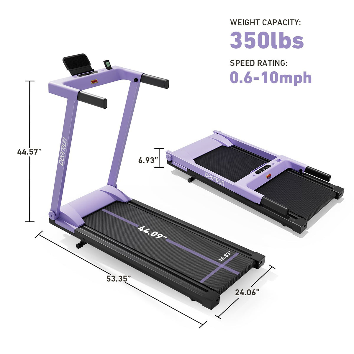 DeerRun All-New 2026 A1 Pro Move+  6% Incline Foldable Treadmill——Upgraded Chip & NFC Support | 350 lbs, 10 mph Dreamy Violet