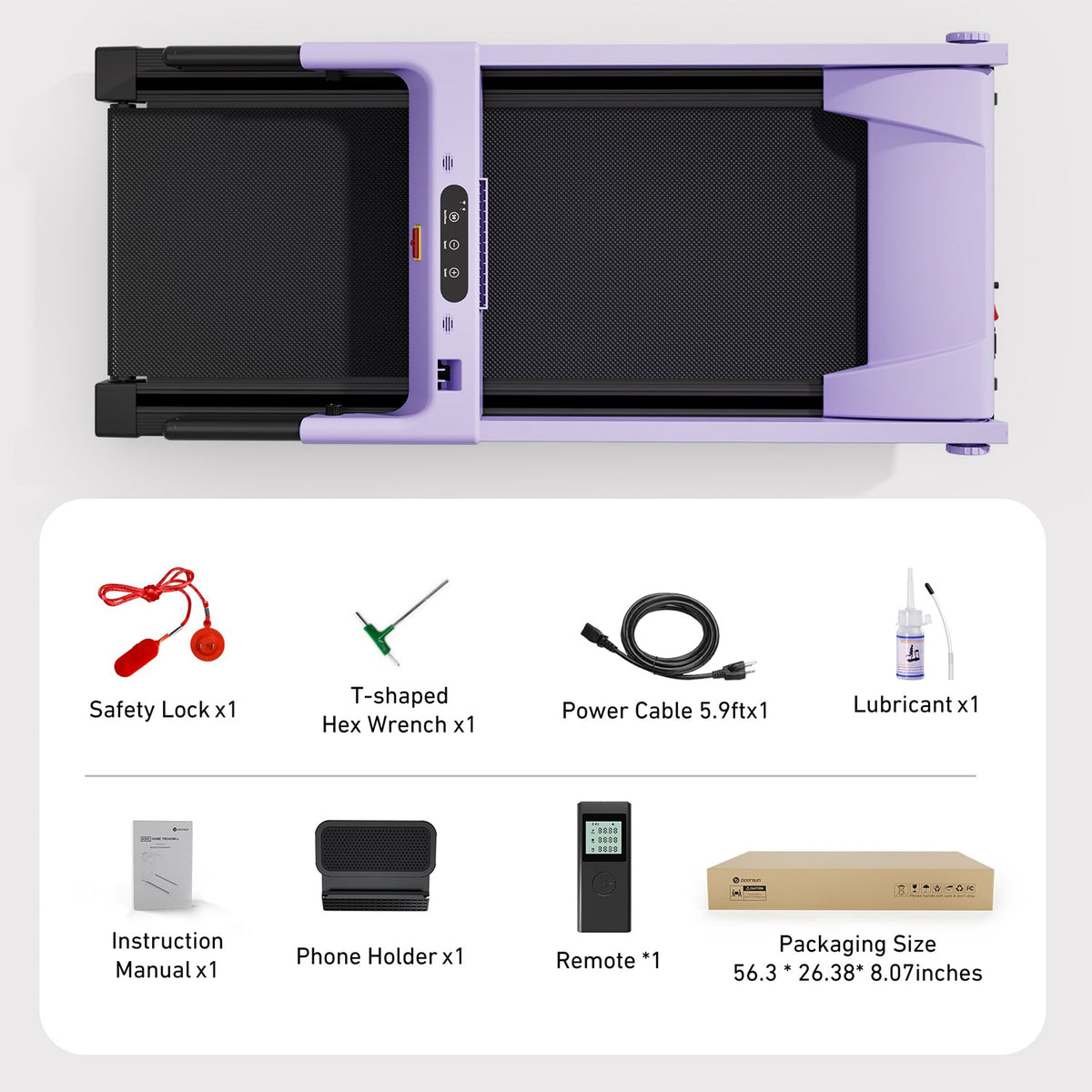 DeerRun All-New 2026 A1 Pro Move+  6% Incline Foldable Treadmill——Upgraded Chip & NFC Support | 350 lbs, 10 mph Dreamy Violet