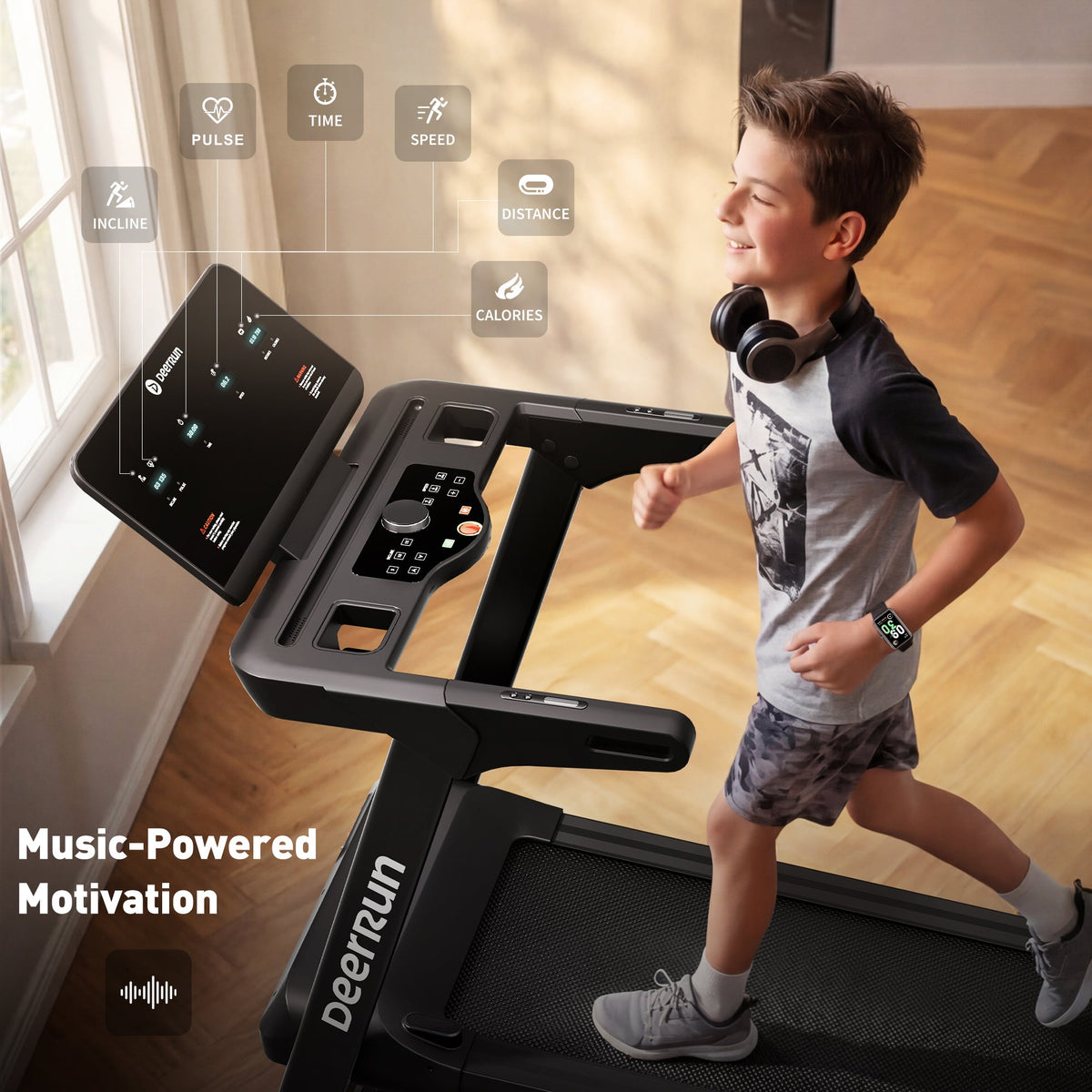 DeerRun X50 18% Auto Incline Big Screen AI Coach Smart Treadmill | 12.5 mph, 400 lbs Capacity