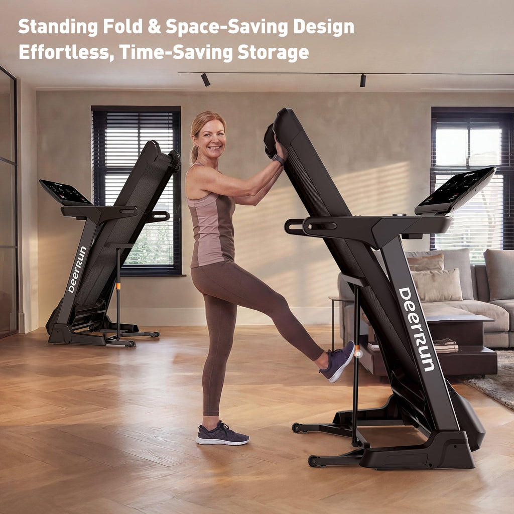 DeerRun X50 18% Auto Incline Big Screen AI Coach Smart Treadmill | 12.5 mph, 400 lbs Capacity