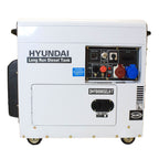 Hyundai DHY8000SELR-T Diesel Generator, 5.5kW Single/3-Phase, 230V/400V, Long-Run Tank, Silenced, 3000rpm Air-Cooled