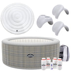 2-4 Person Inflatable Hot Tub Spa with Smart Pump and Accessory Kit - Rattan Effect - DL100