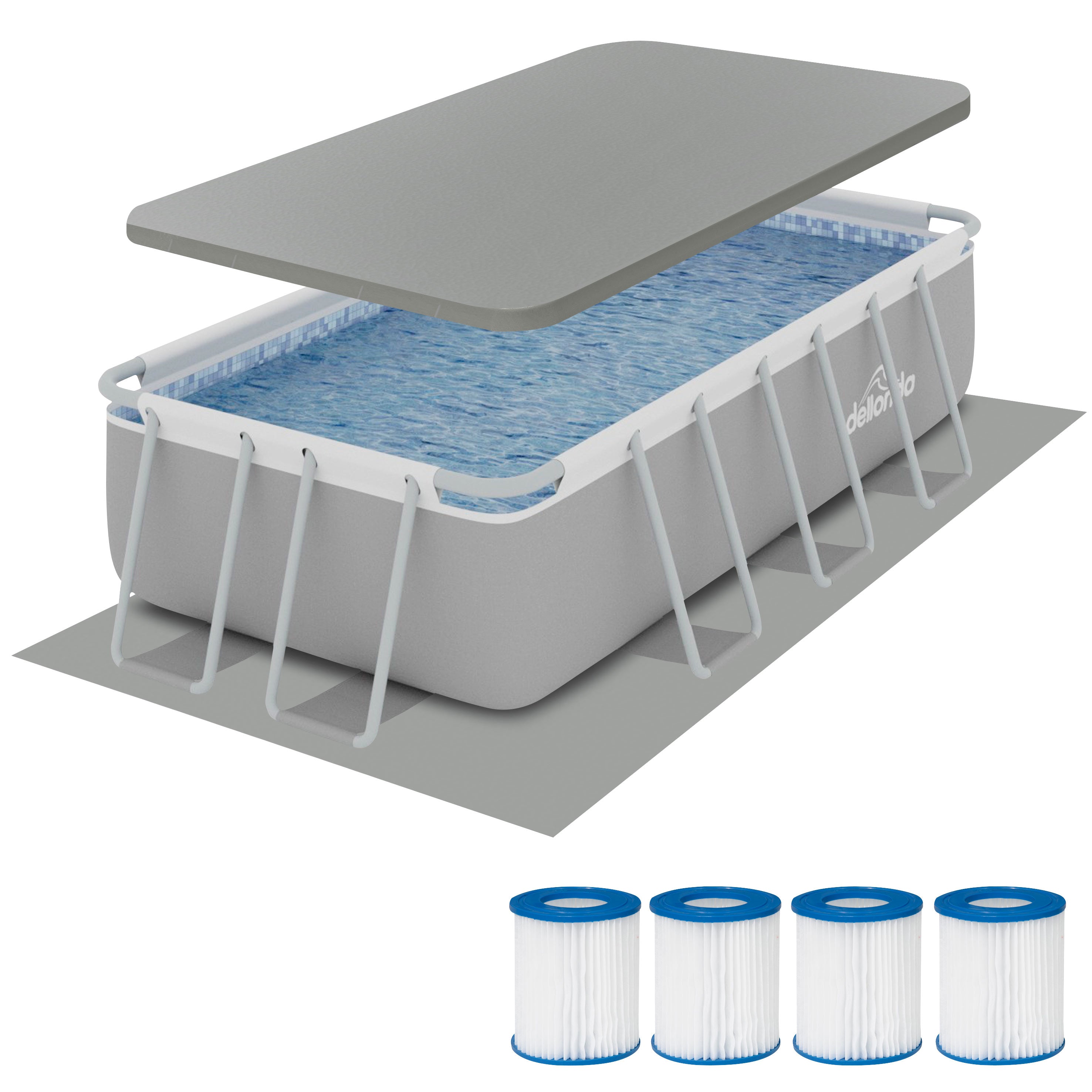 13ft Deluxe Steel Frame Swimming Pool Rectangular with Accessories - DL139