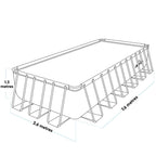 Dellonda 25ft Deluxe Steel Frame Swimming Pool, Rectangular with Step Ladder, Pool and Ground Cover and Filter Sand Pump - DL151