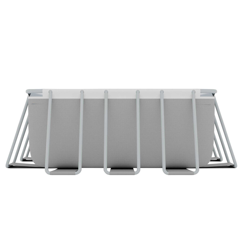Dellonda 25ft Deluxe Steel Frame Swimming Pool, Rectangular with Step Ladder, Pool and Ground Cover and Filter Sand Pump - DL151