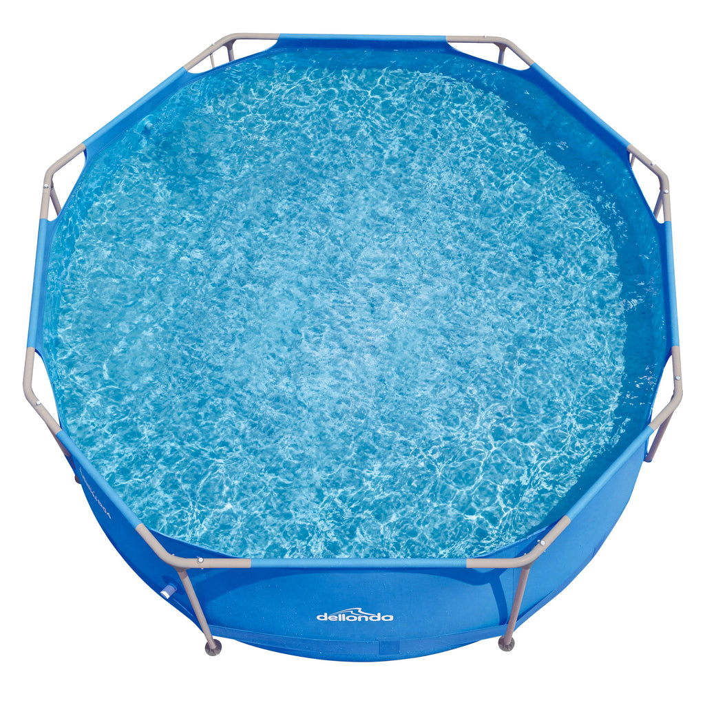 Dellonda 10ft Steel Frame Swimming Pool Round with Filter Pump, Blue - DL19