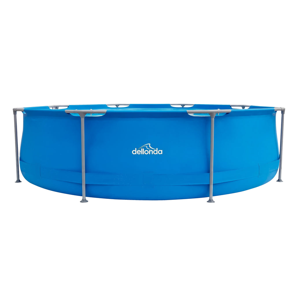Dellonda 10ft Steel Frame Swimming Pool Round with Filter Pump, Blue - DL19