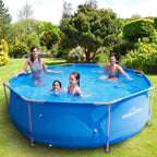 10ft Steel Frame Swimming Pool Round with Accessories, Blue - DL137