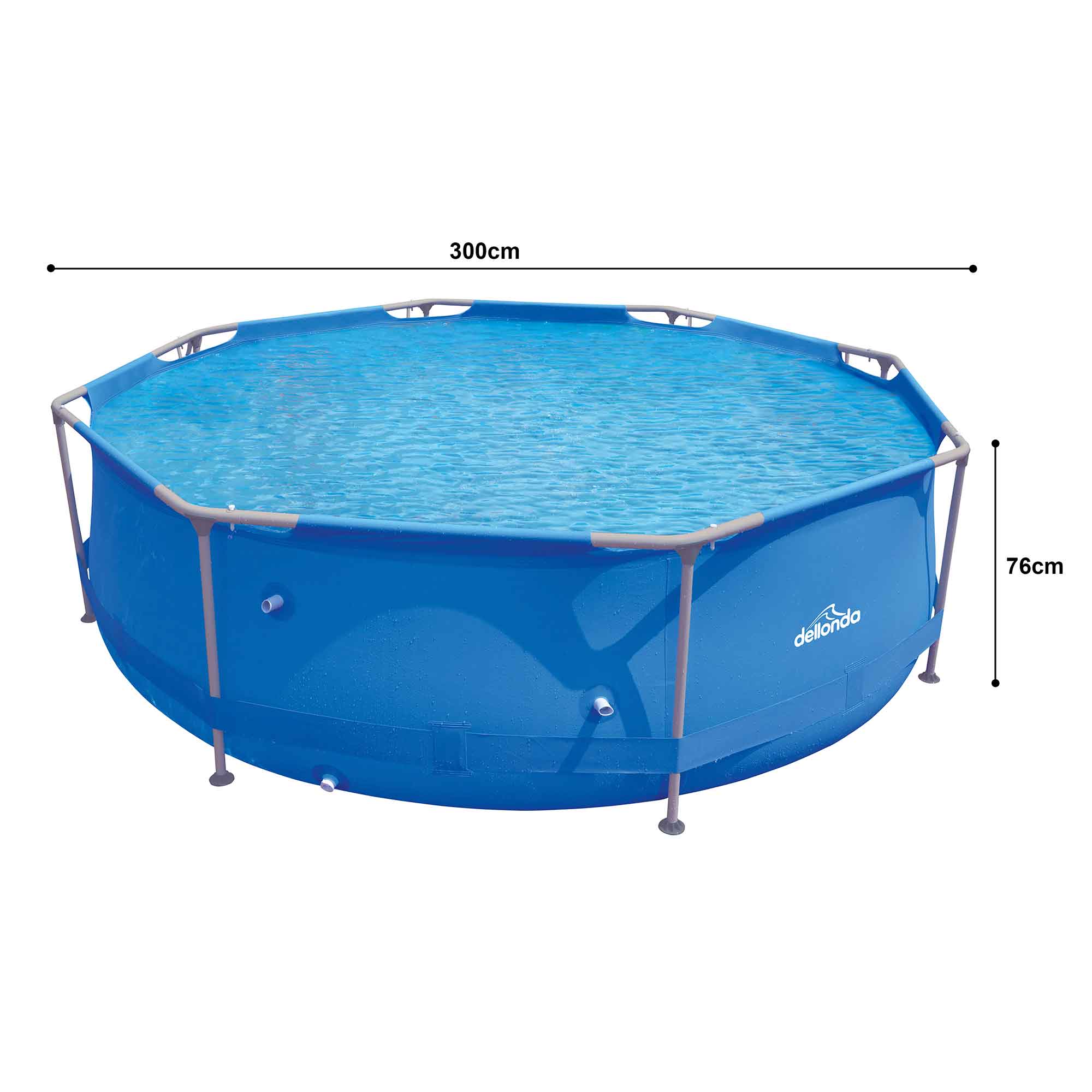10ft Steel Frame Swimming Pool Round with Accessories, Blue - DL137