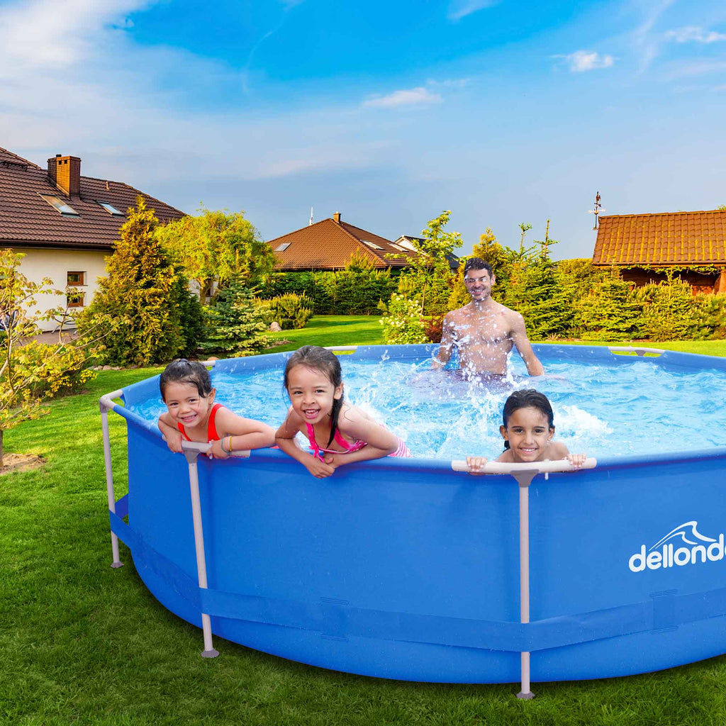 Steel Frame Round Swimming Pool with Filter Pump 12ft, Blue - DL20