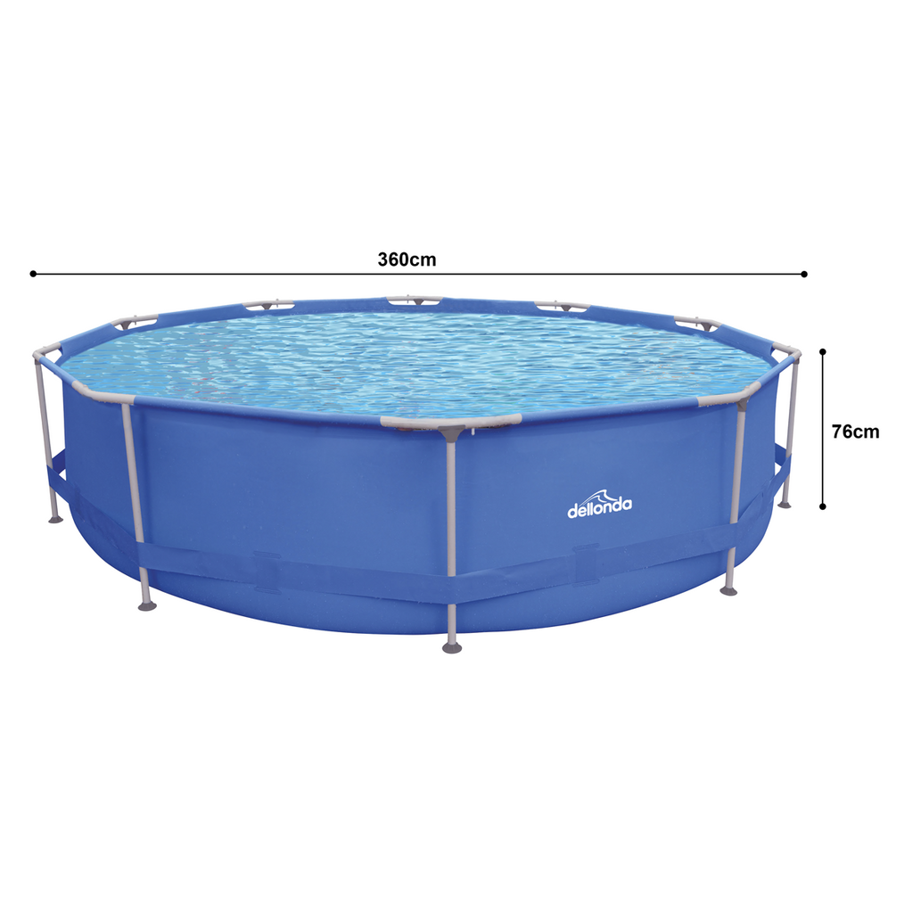 Steel Frame Round Swimming Pool with Filter Pump 12ft, Blue - DL20