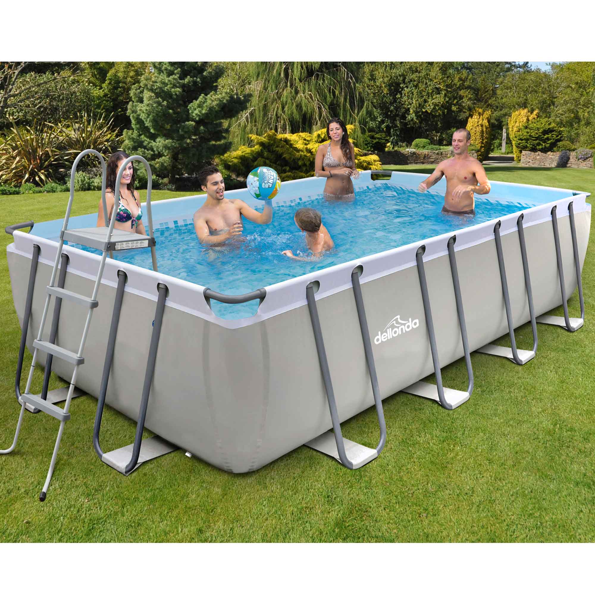 18ft Deluxe Steel Frame Swimming Pool, Rectangular with Accessories - DL140