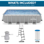 18ft Deluxe Steel Frame Swimming Pool, Rectangular with Filter Pump - DL22