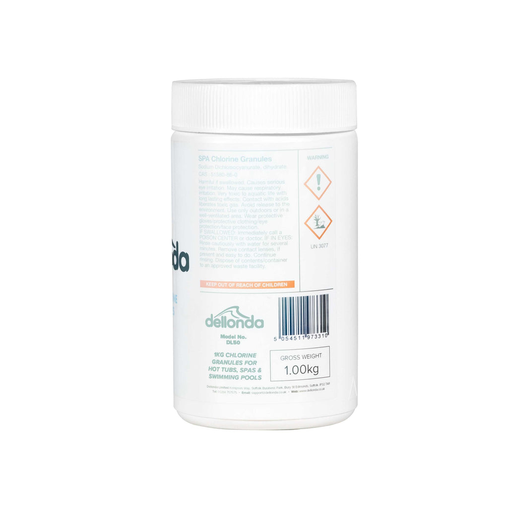 Dellonda 1kg Chlorine Granules for Hot Tubs, Spas & Swimming Pools - DL50