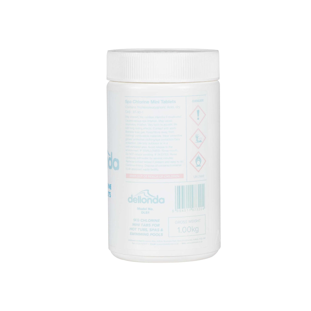 Dellonda 1kg Chlorine Mini Tabs for Hot Tubs, Spas & Swimming Pools - DL51