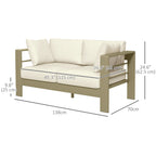 2-Seat Outdoor Patio Loveseat, Garden Sofa with Cushions & Wide Armrests, Cream White