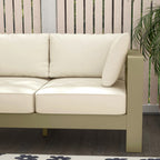 2-Seat Outdoor Patio Loveseat, Garden Sofa with Cushions & Wide Armrests, Cream White