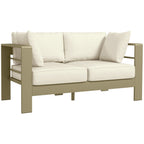 2-Seat Outdoor Patio Loveseat, Garden Sofa with Cushions & Wide Armrests, Cream White