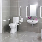 Puro Doc M Pack Close Couped Toilet With 5 x Grab Rails, Mixer Tap & Wall Mounted Basin