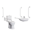 Puro Doc M Pack Close Couped Toilet With 5 x Grab Rails, Mixer Tap & Wall Mounted Basin